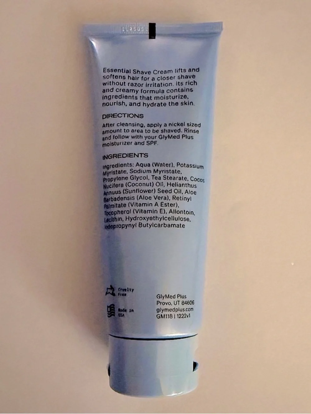 GlyMed Plus Essential Shave Cream for Men and Women  Full Size 4 fl oz / 118 ml
